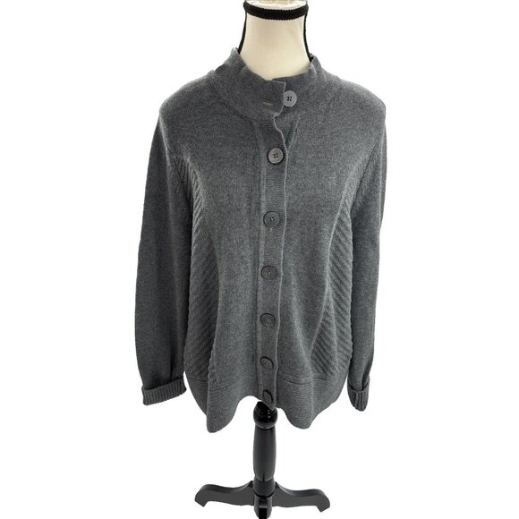 Christopher & Banks Womens XL Gray Button Front Cardigan Sweater Knit Casual - Picture 1 of 7